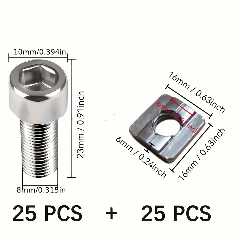 25 ensembles d'écrous en acier - Aluminum T-Slot Profile avis et prix