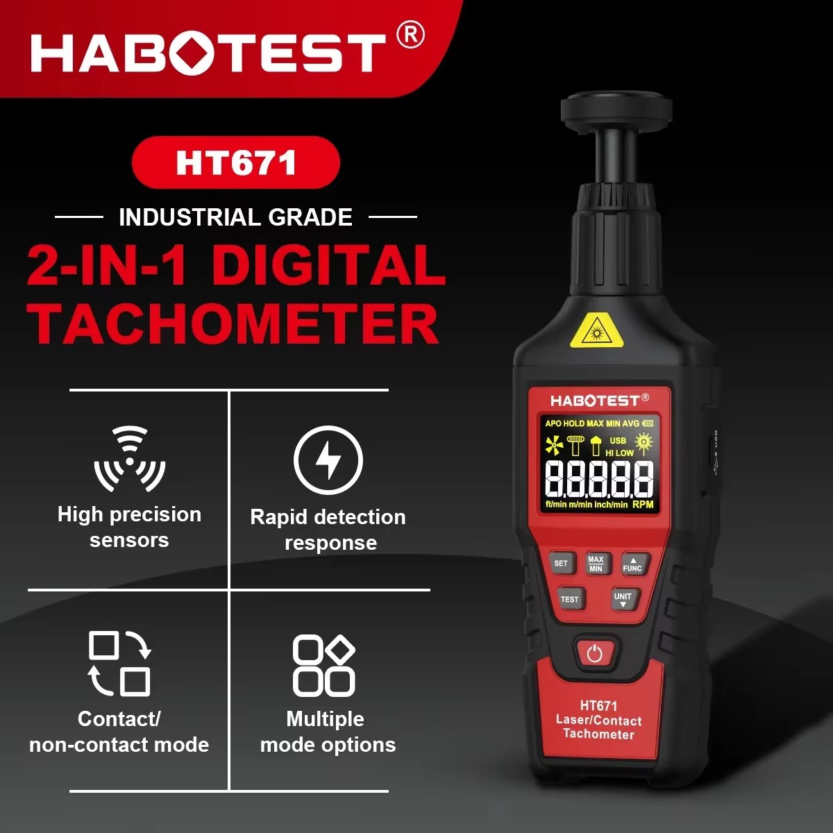 HABOTEST HT671 Tachymètre numé - Industrial Laser Tachometer avis et prix