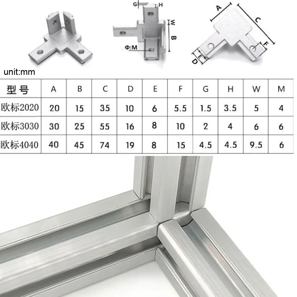 Connecteur d'angle à 3 voies E - Aluminum T-Slot Profile avis et prix