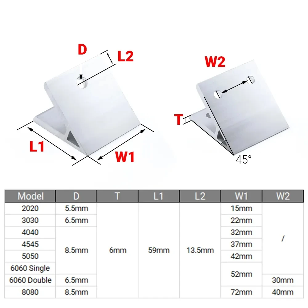 Support d'angle d'angle de 45  - Aluminum T-Slot Profile avis et prix