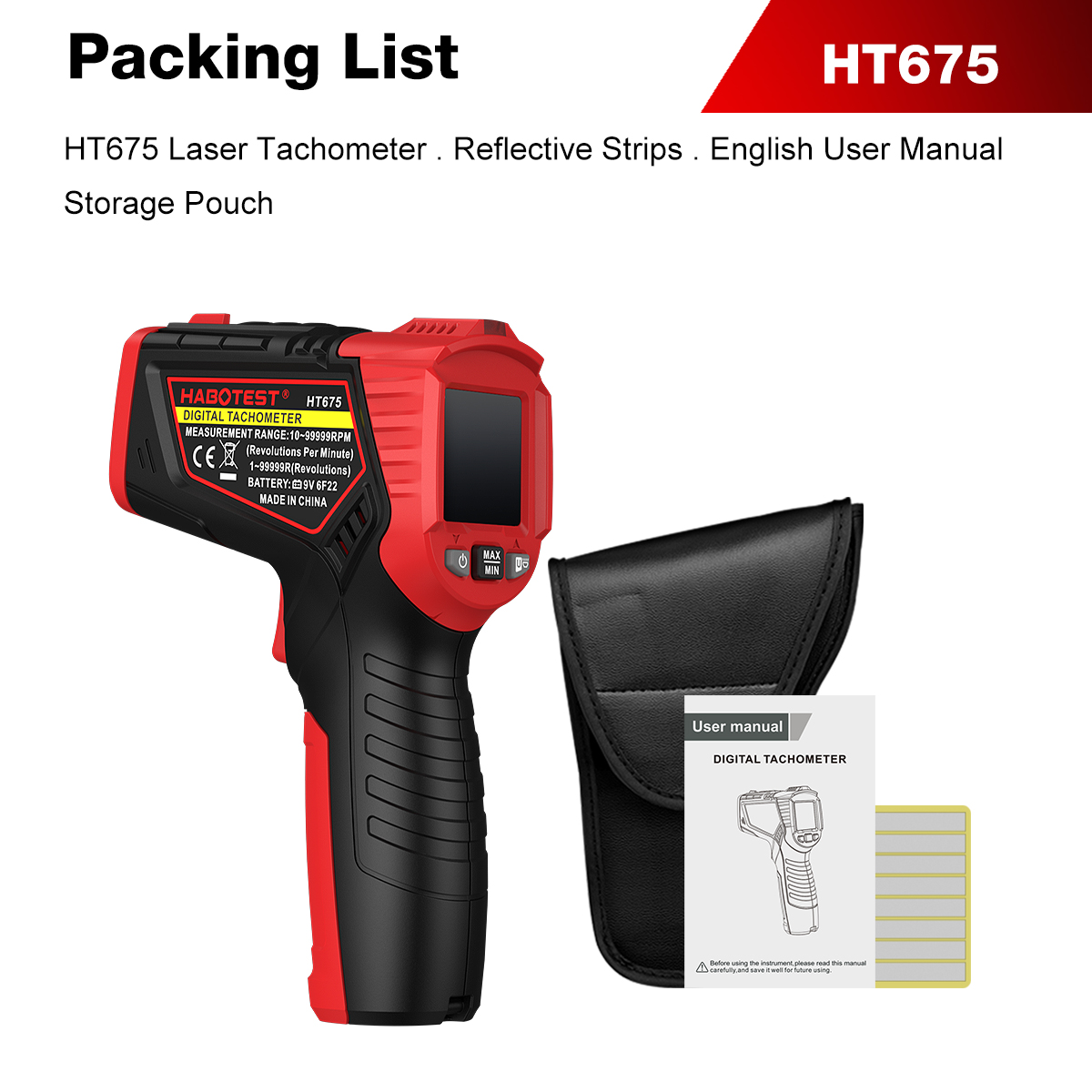 HABOTEST HT675 Tachymètre lase - Industrial Laser Tachometer avis et prix