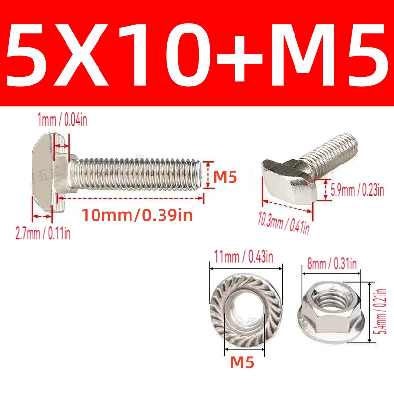 10 jeux de vis à boulon M5 T e - Aluminum T-Slot Profile avis et prix