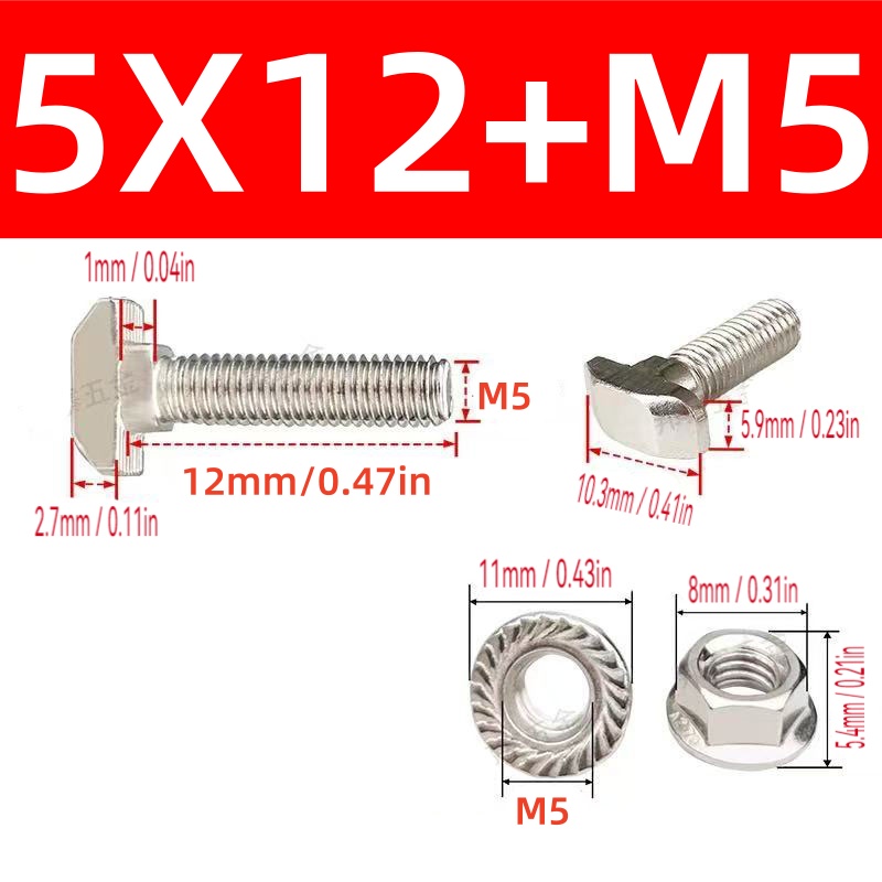 10 jeux de vis à boulon M5 T e - Aluminum T-Slot Profile avis et prix