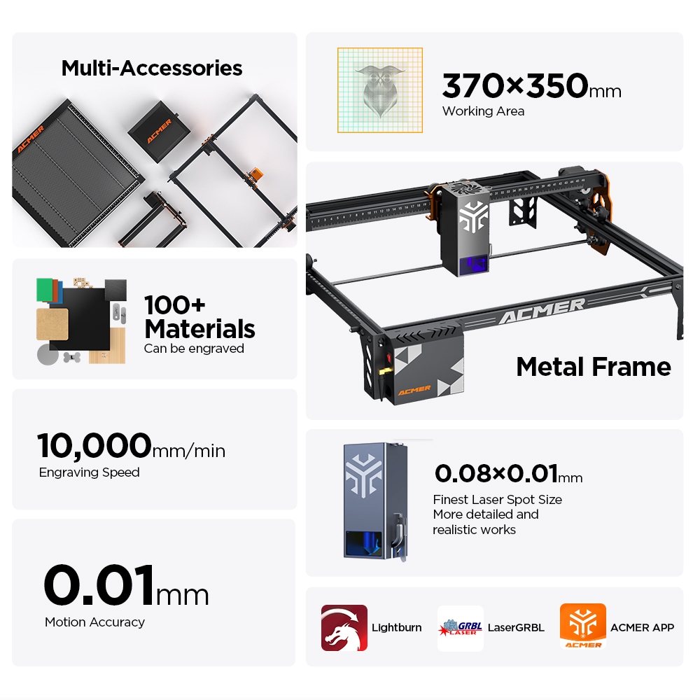 ACMER P1 S PRO 20W 10W 6W Mach - Industrial Laser Engraver avis et prix